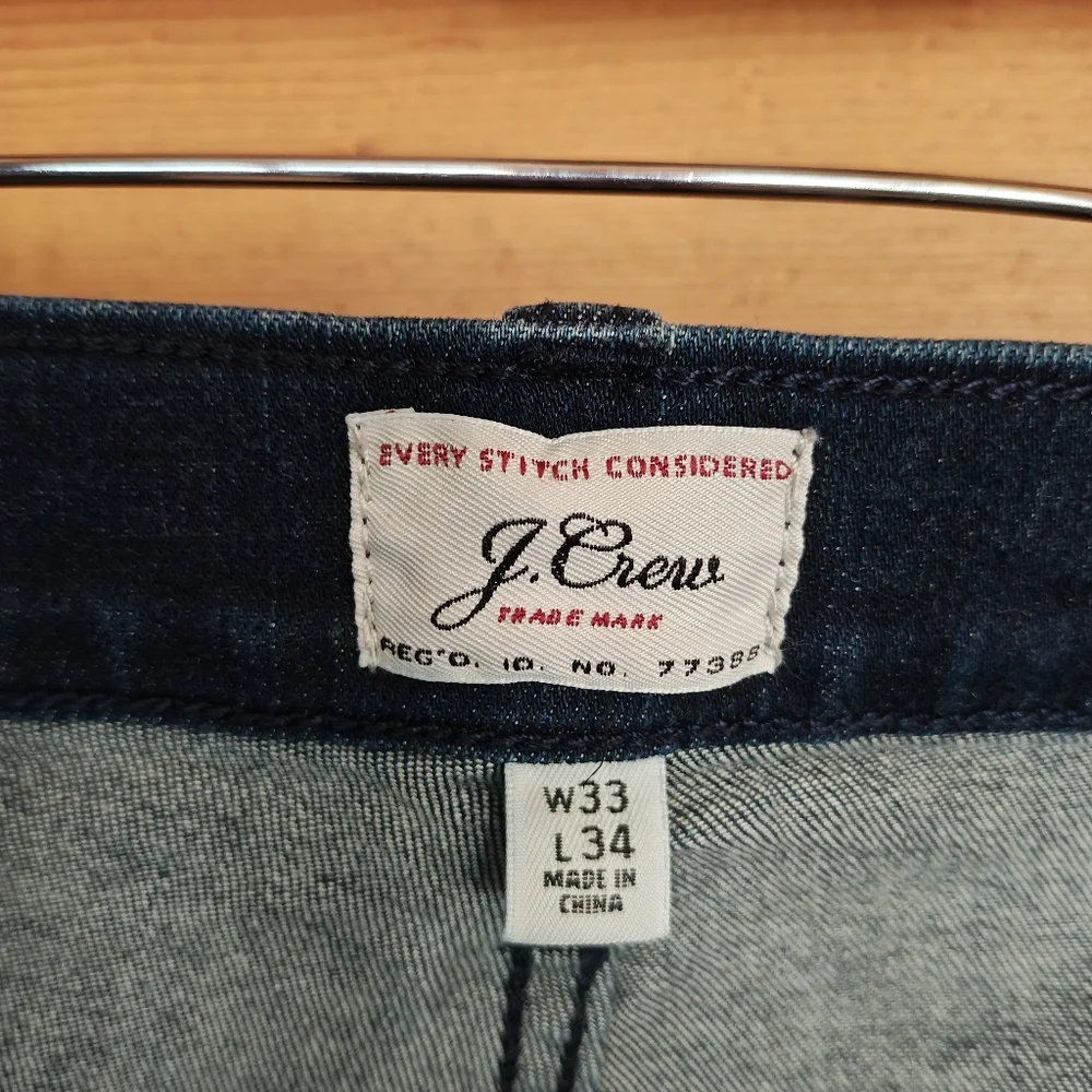 J. Crew 484 Jeans Slim Fit Deep Lake Wash K9617 Tapered Stretch Sz 33(35) X 33